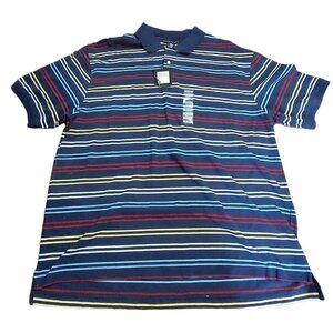 Consensus Golf Polo Shirt Blue Stripes Multi-colored Size XXL 100% Cotton